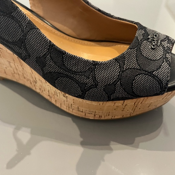 Coach Open Toe Cork Wedges - Picture 3 of 7